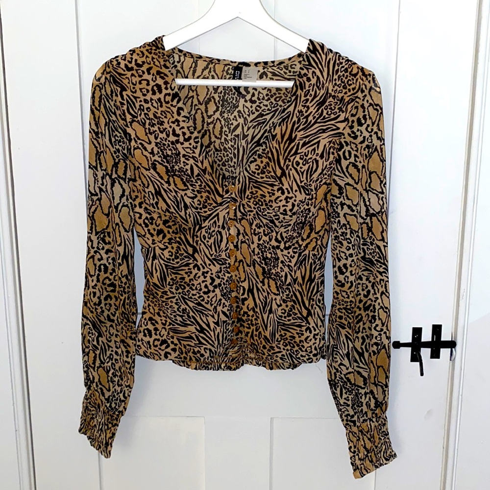 H&M animal print blouse